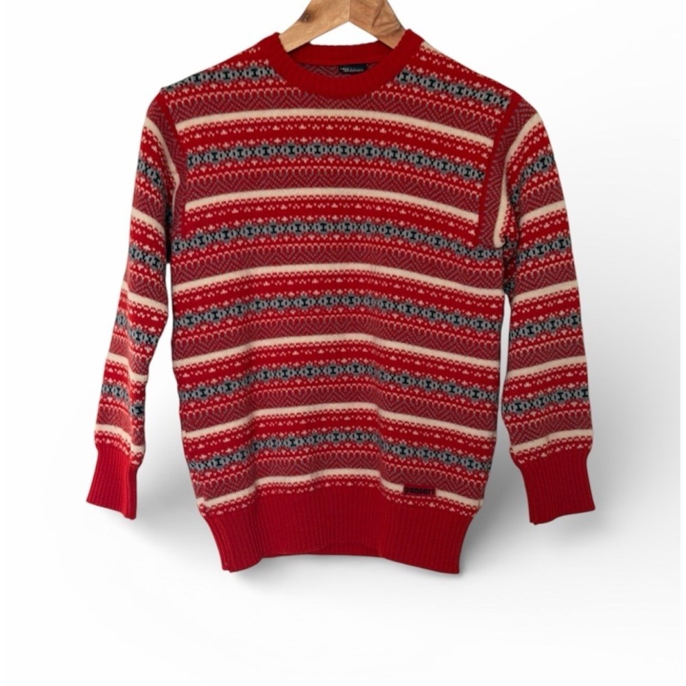 Vintage Maglificio Pancari 100% Wool Fair Isle Sweater Made In Italy